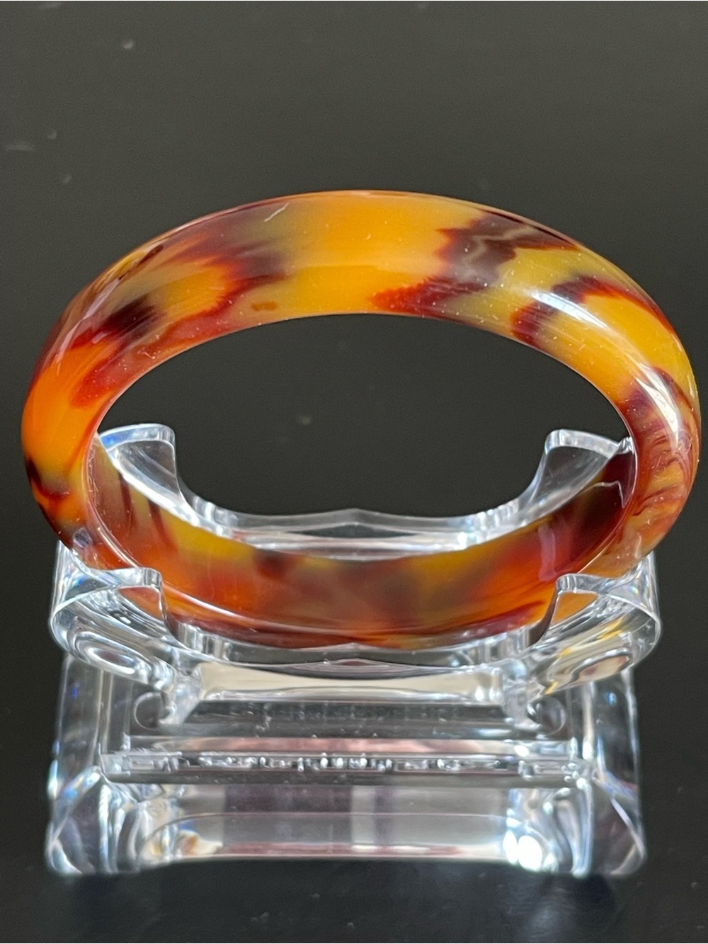 Vintage Amber colored lucite Bangle Bracelet.